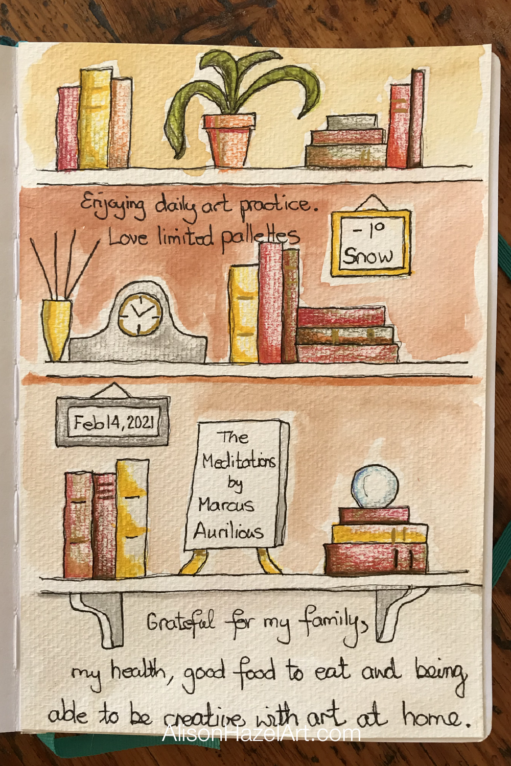 Bookshelf Sketch Journaling Page - Alison Hazel Art