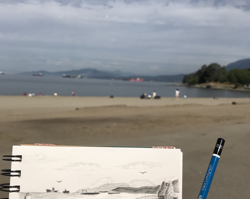 Sketching English Bay Beach, Vancouver