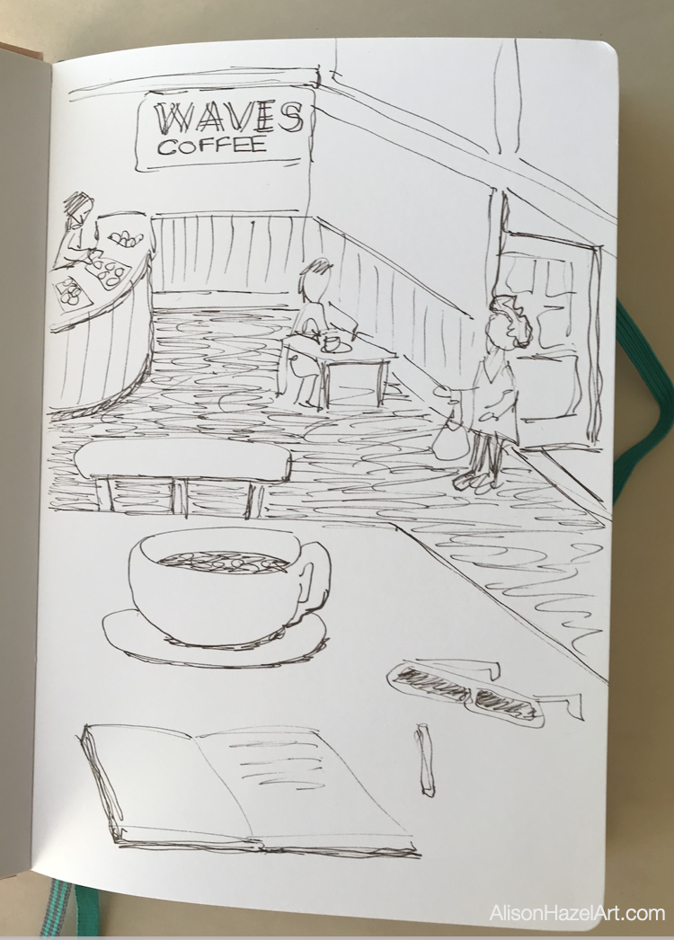 Coffee shop sketch Alison Hazel Art coffee-shop-self-care