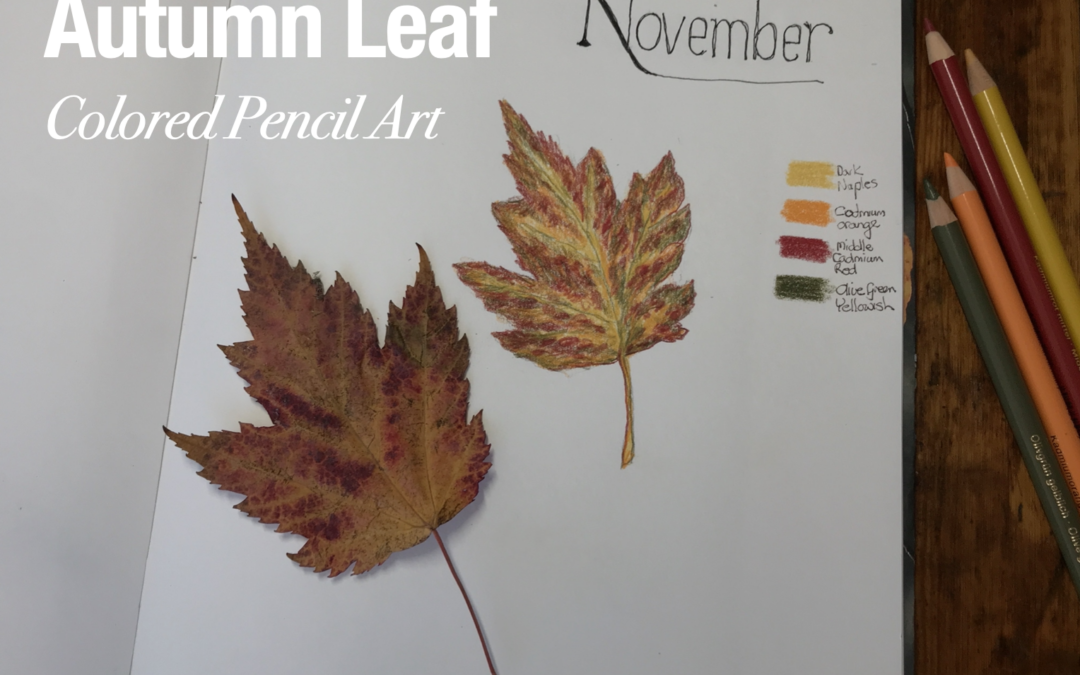 Autumn Leaf Colored Pencil Art