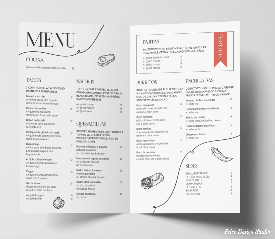 Claire Price Design Studio Menu